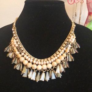 Yellow crystals w/ opal , gold and pink beads